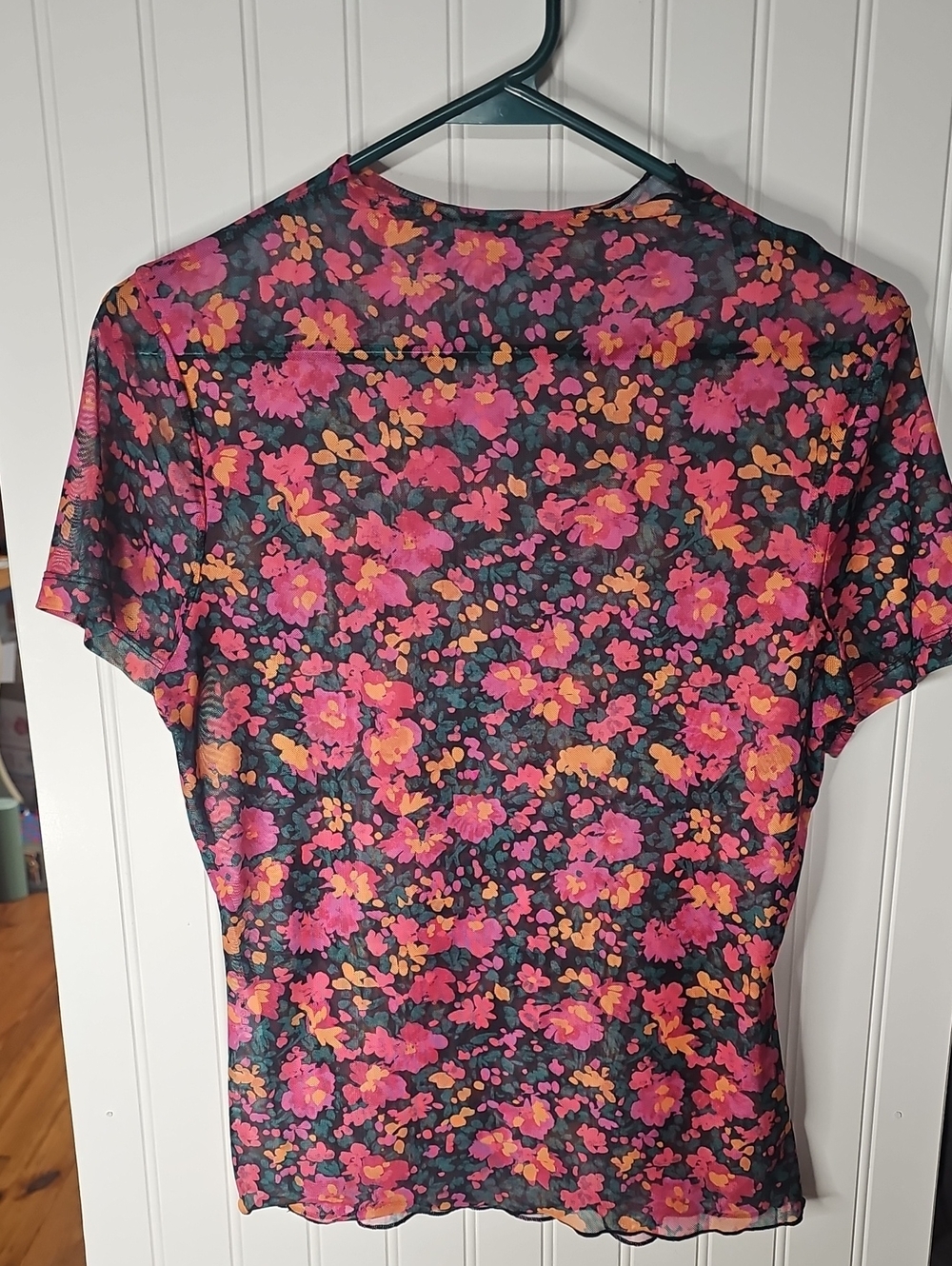 Women's Short-Sleeve Floral Tee in Pink and Orange